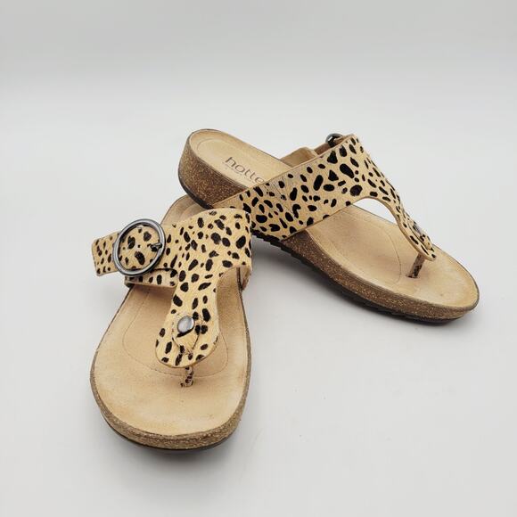 Hotter Resort Toe Post Wedge Sandals Size 5 EU 36 Cheetah Print - Picture 1 of 10